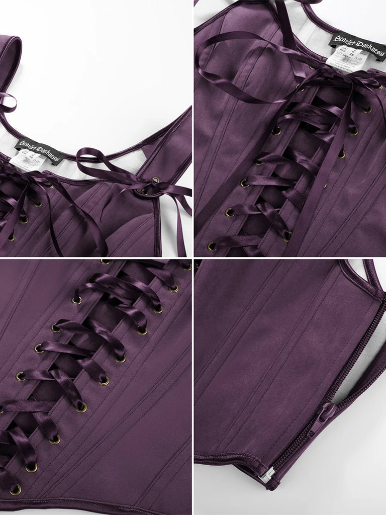 Scarlet Darkness Renaissance Costume Set Maxi Dress+Bones Corset