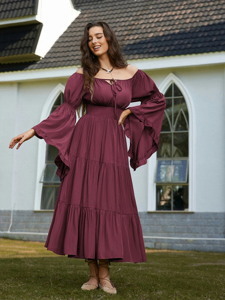 Scarlet Darkness Renaissance Off Shoulder Elastic Waist Maxi Dress