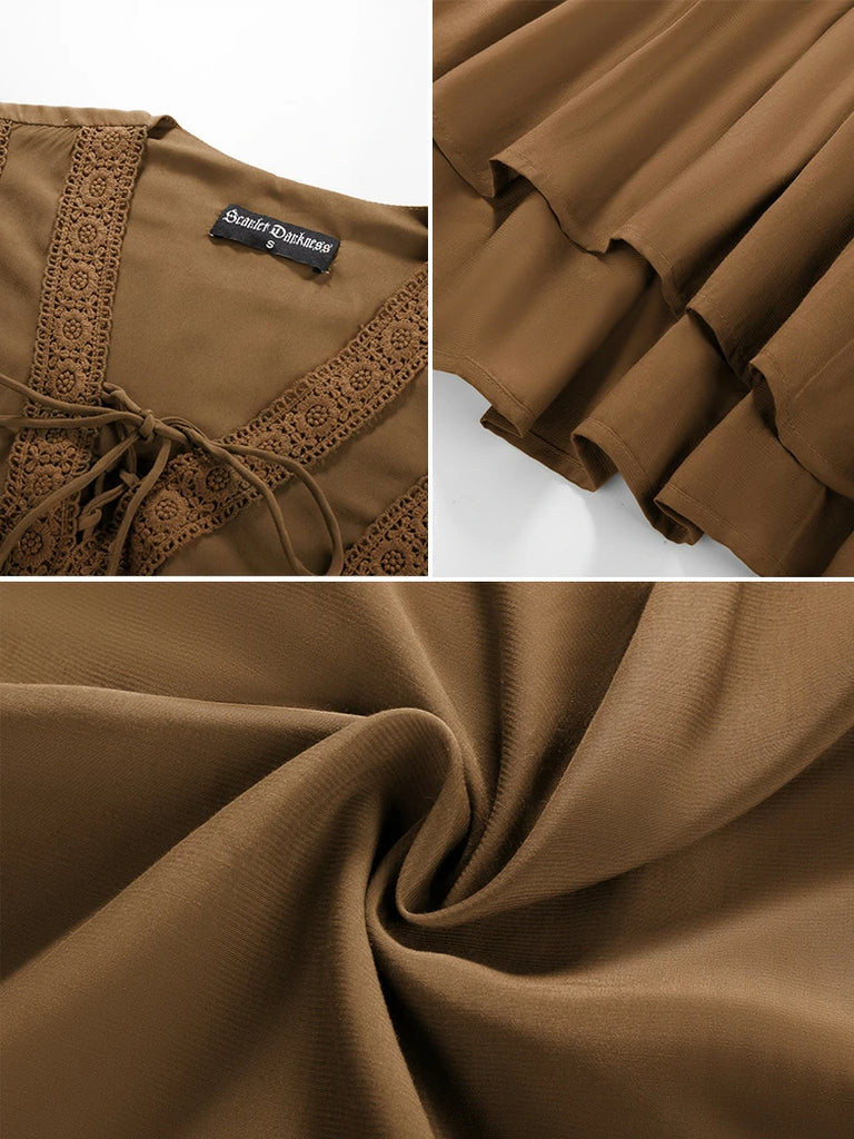 Scarlet Darkness Casual Renaissance Embroidered Long Sleeve Tops