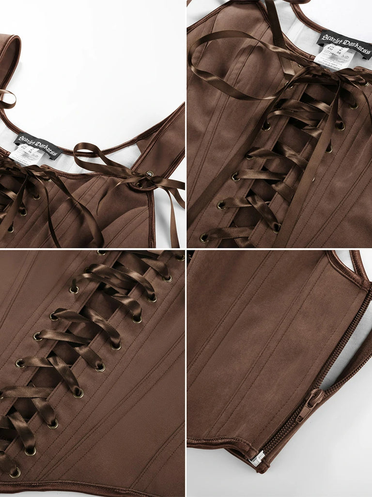 Scarlet Darkness Renaissance Costume Set Maxi Dress+Bones Corset