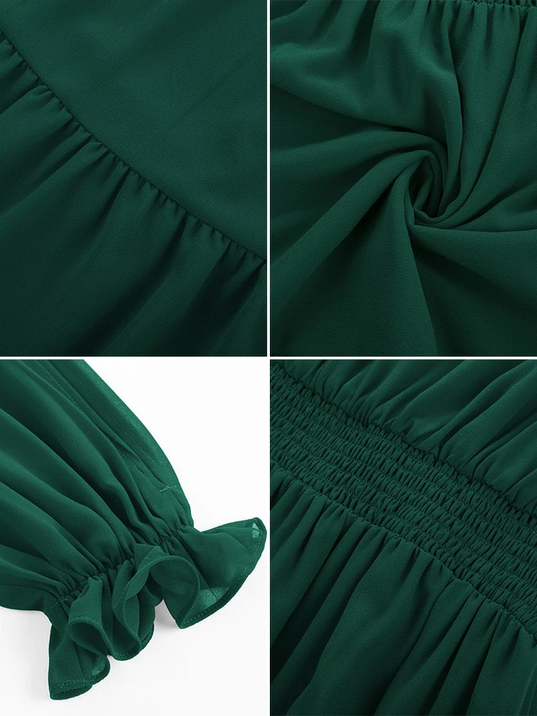 Scarlet Darkness Renaissance Chiffon Sleeve Elastic Waist Pocket Dress