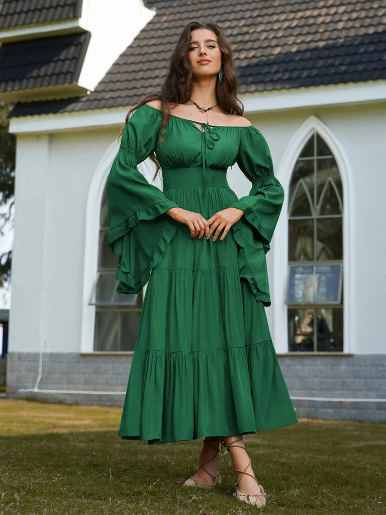 Scarlet Darkness Renaissance Off Shoulder Elastic Waist Maxi Dress