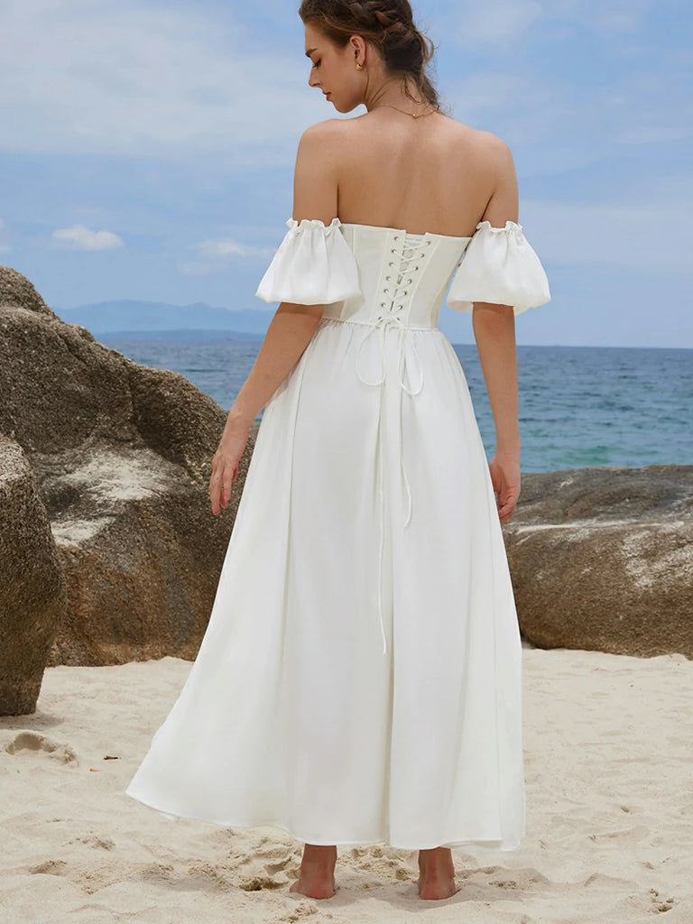 Scarlet Darkness Victorian Off Shoulder Corset Bodice Maxi Dress