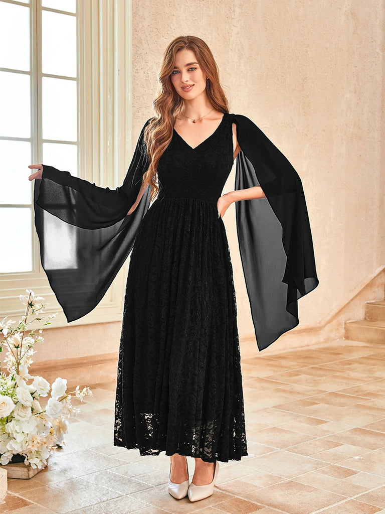 Scarlet Darkness VIctoria Gothic Chiffon Lace Slit Sleeve Party Dress