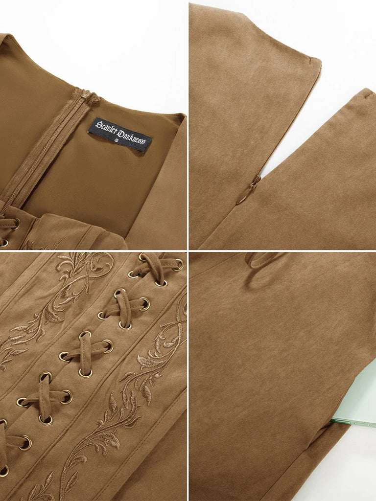 Scarlet Darkness Exquisite Renaissance Pocket Overdress with Front Slit