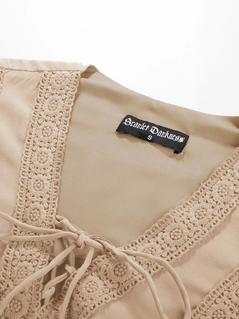 Scarlet Darkness Casual Renaissance Embroidered Long Sleeve Tops