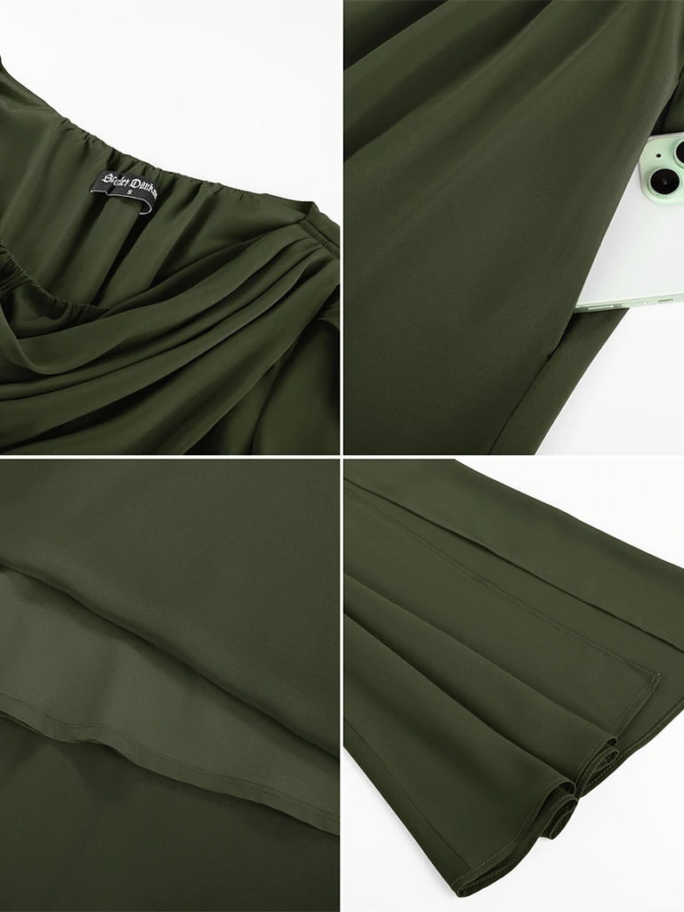 Scarlet Darkness Renaissance Fairy Slit Sleeve Draped Neck Pockets Dress