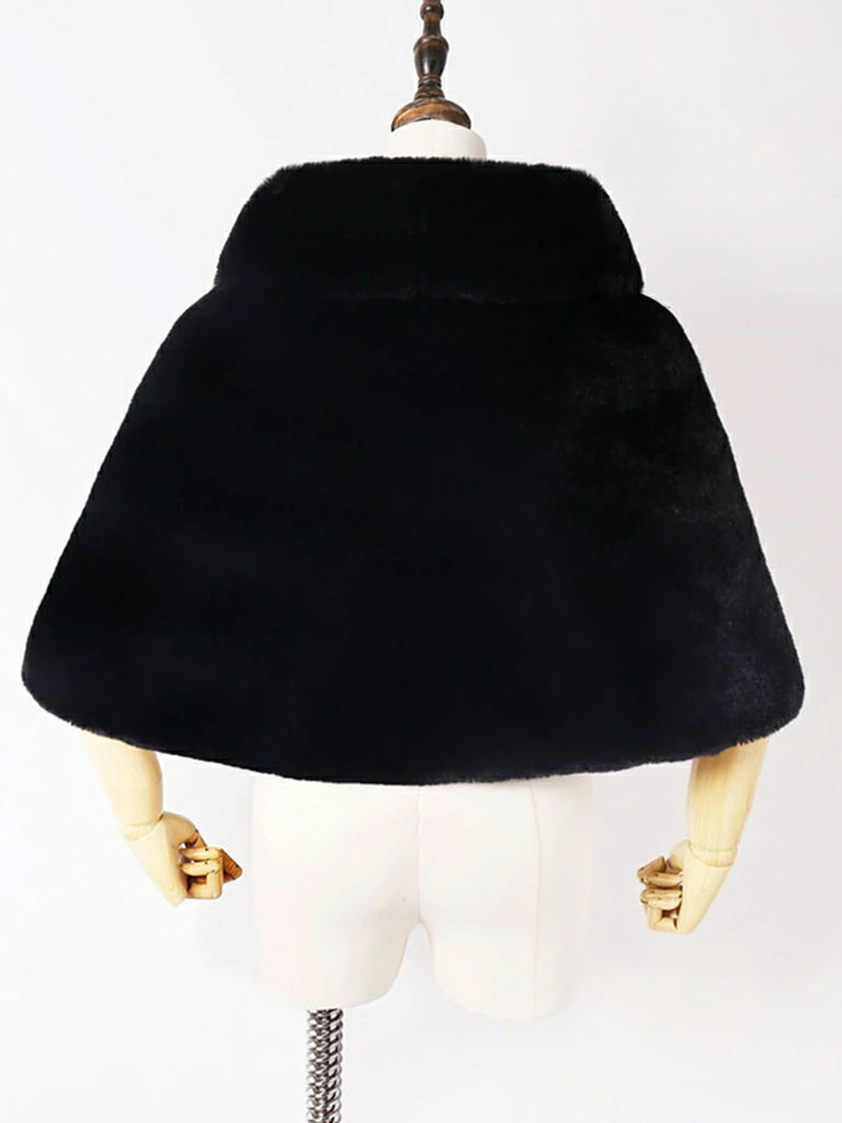 Scarlet Darkness 2025 Winter Soft Faux Fur Thick Shawl/Coats