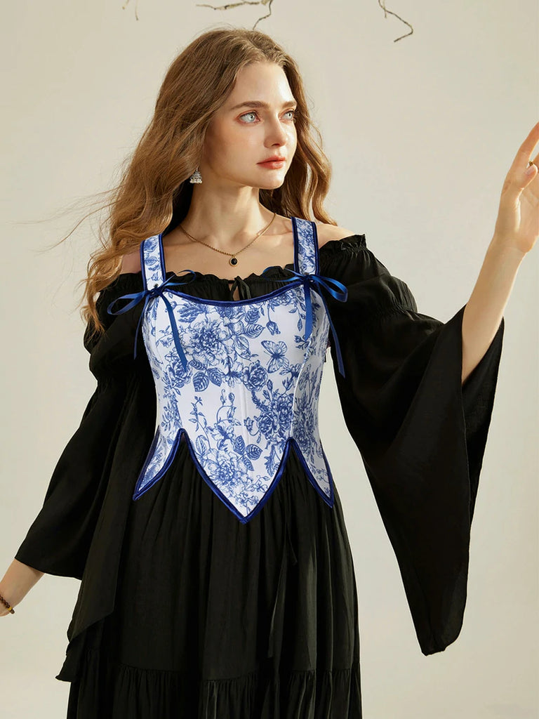 Scarlet Darkness Women Renaissance 15 Bones Petal Hem Corset Top