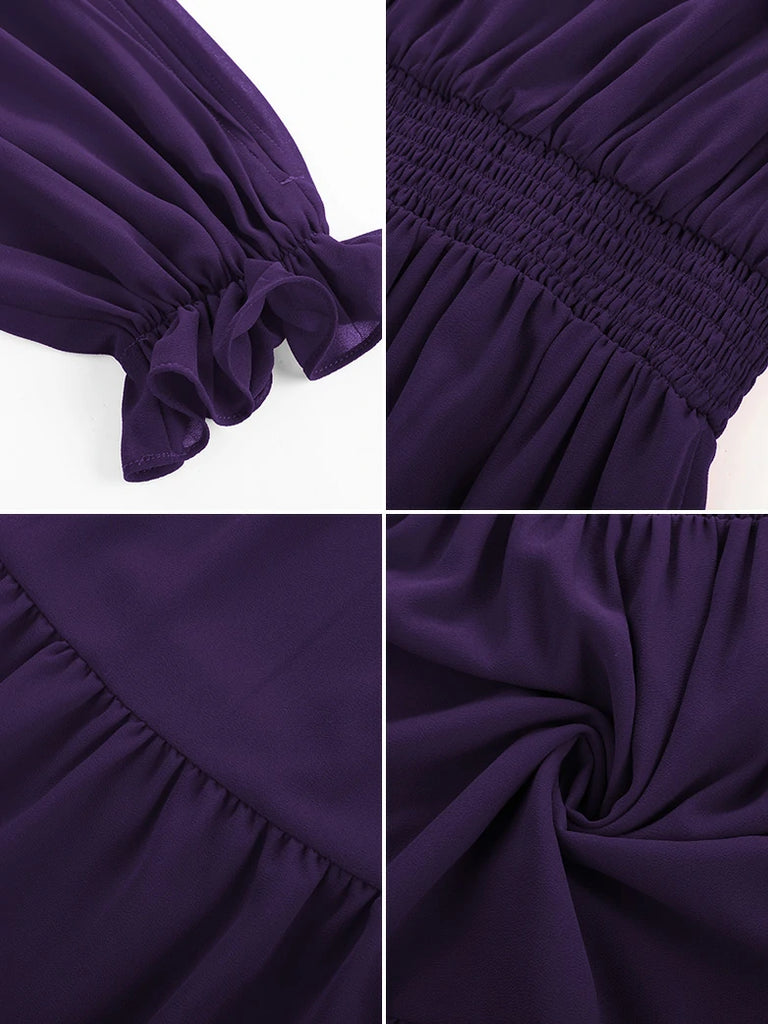 Scarlet Darkness Renaissance Chiffon Sleeve Elastic Waist Pocket Dress