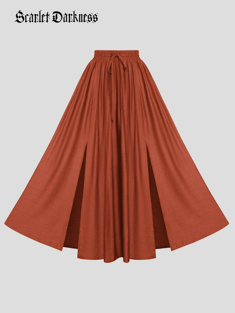 Scarlet Darkness Women Renaissance Front Slit Skirt Maxi Pocket Skirts