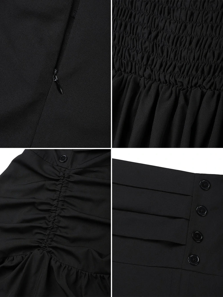 Scarlet Darkness Women Punk High-Low Ruffled Midi Witch Skirt