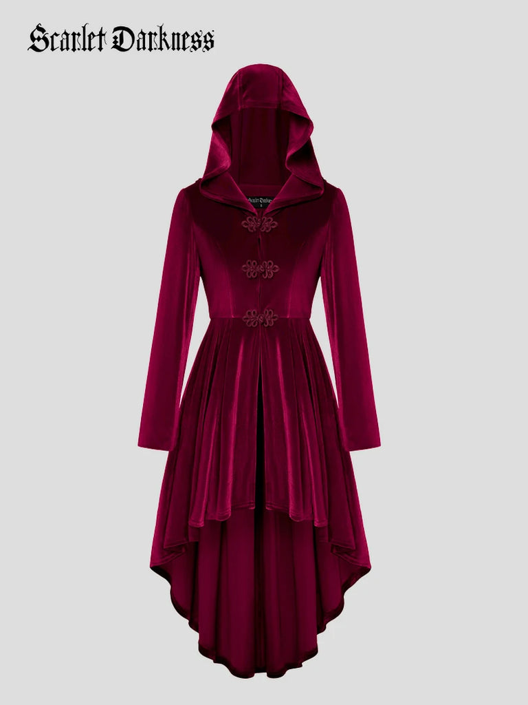Scarlet Darkness Renaissance Festival Warrior Velvet Hooded Coat Wine