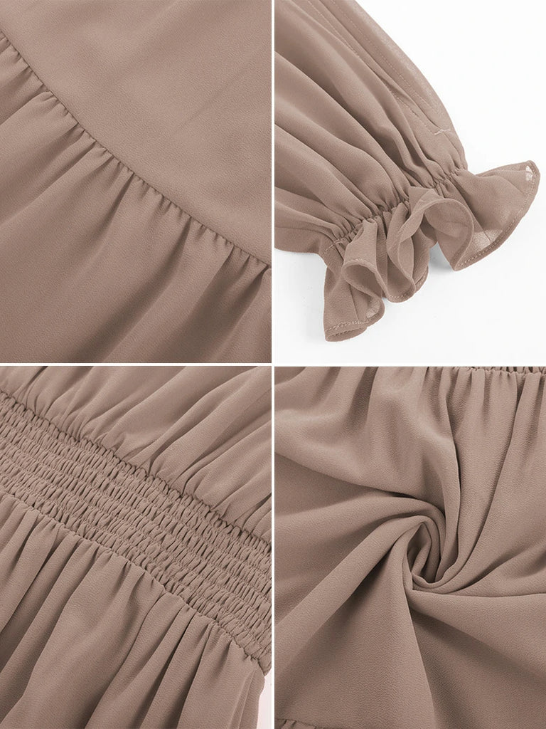 Scarlet Darkness Renaissance Chiffon Sleeve Elastic Waist Pocket Dress