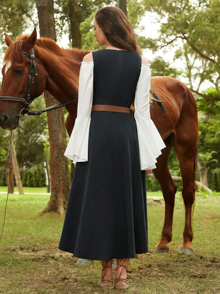 Scarlet Darkness Exquisite Renaissance Pocket Overdress with Front Slit