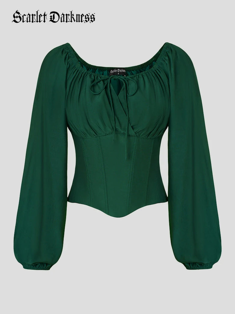 Scarlet Darkness Comfy Fairy Off Shoulder Boned Corset Tops Green