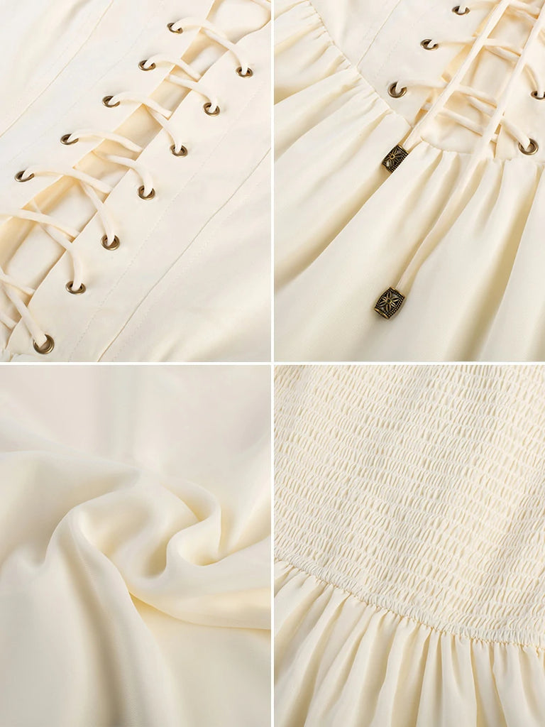 Scarlet Darkness Renaissance Corset Dress Contrast Slit Sleeve Pocket Dress