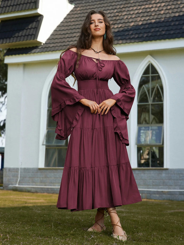 Scarlet Darkness Renaissance Off Shoulder Elastic Waist Maxi Dress