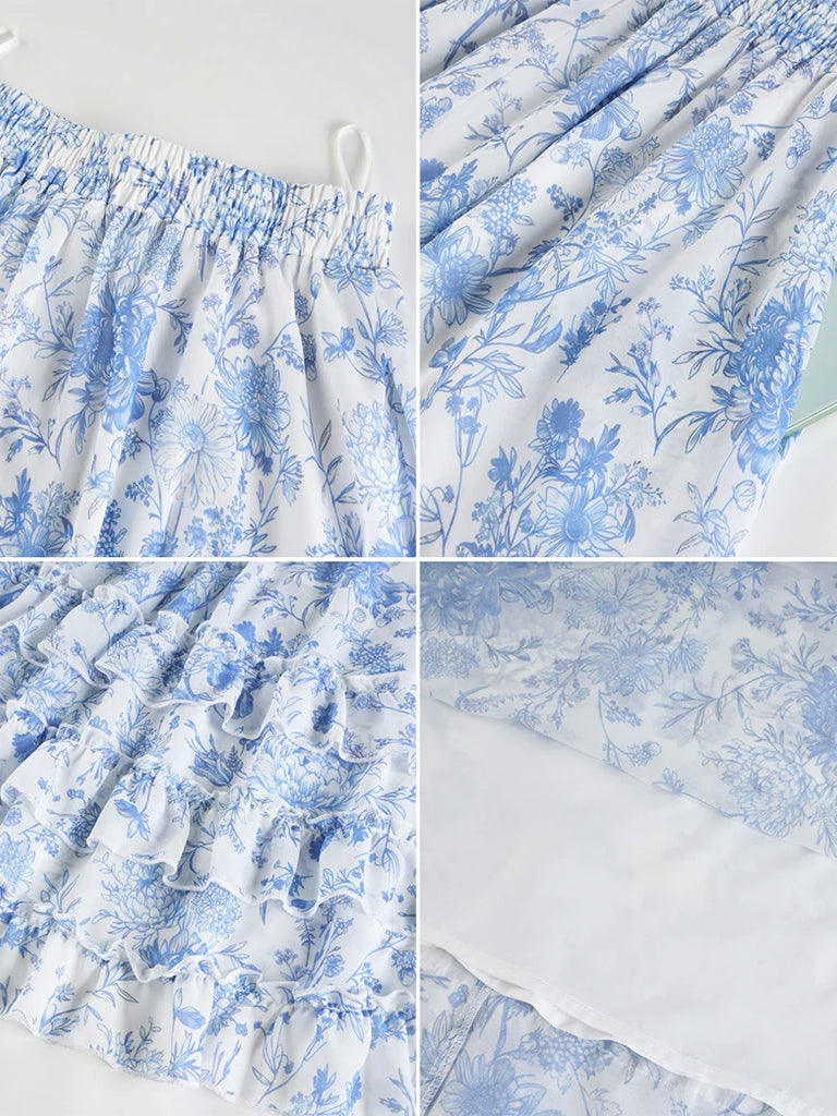 Scarlet Darkness Renaissance Chiffon Swing Maxi Skirt with Pockets