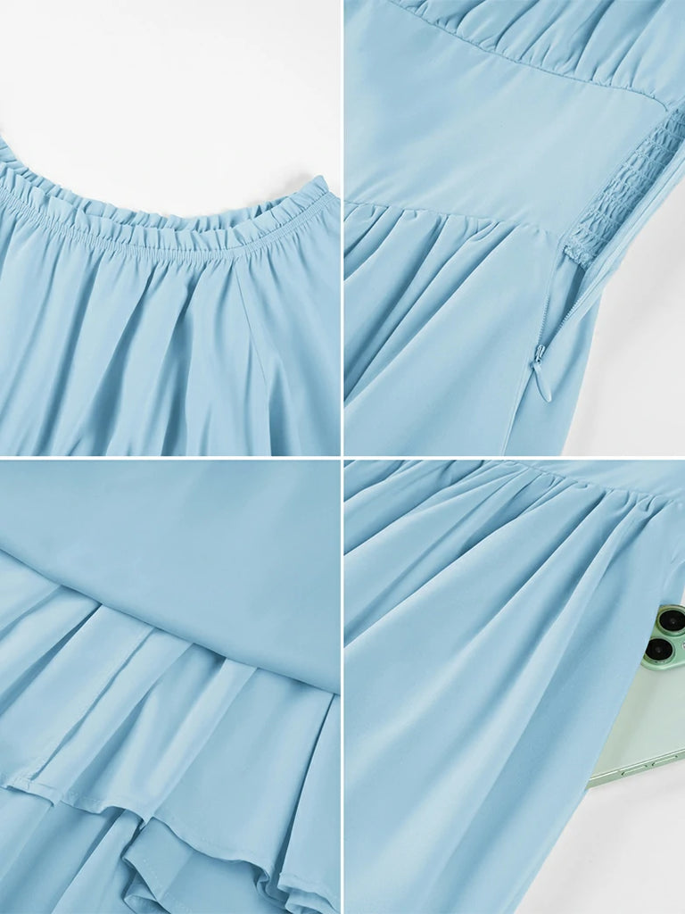 Scarlet Darkness Renaissance Irregular Hem Off Shoulder Pockets Dress