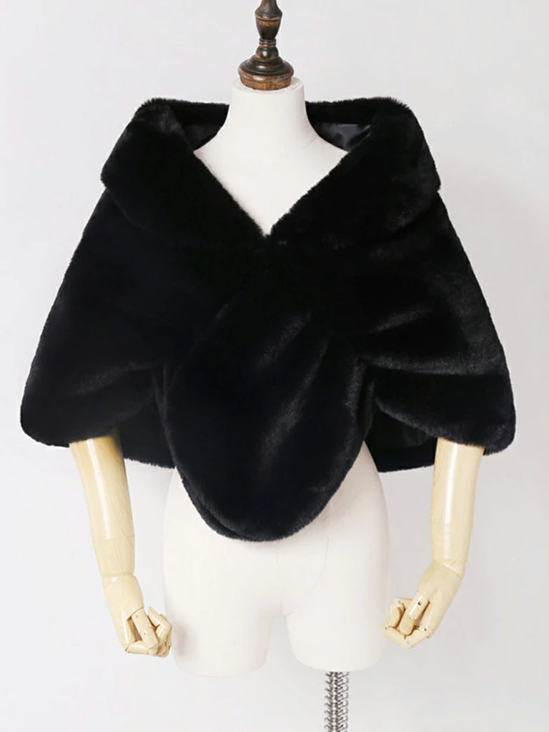Scarlet Darkness 2025 Winter Soft Faux Fur Thick Shawl/Coats 1 145CM*40CM