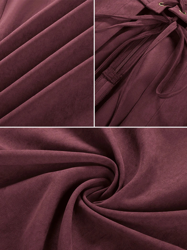 Scarlet Darkness Exquisite Renaissance Pocket Overdress with Front Slit