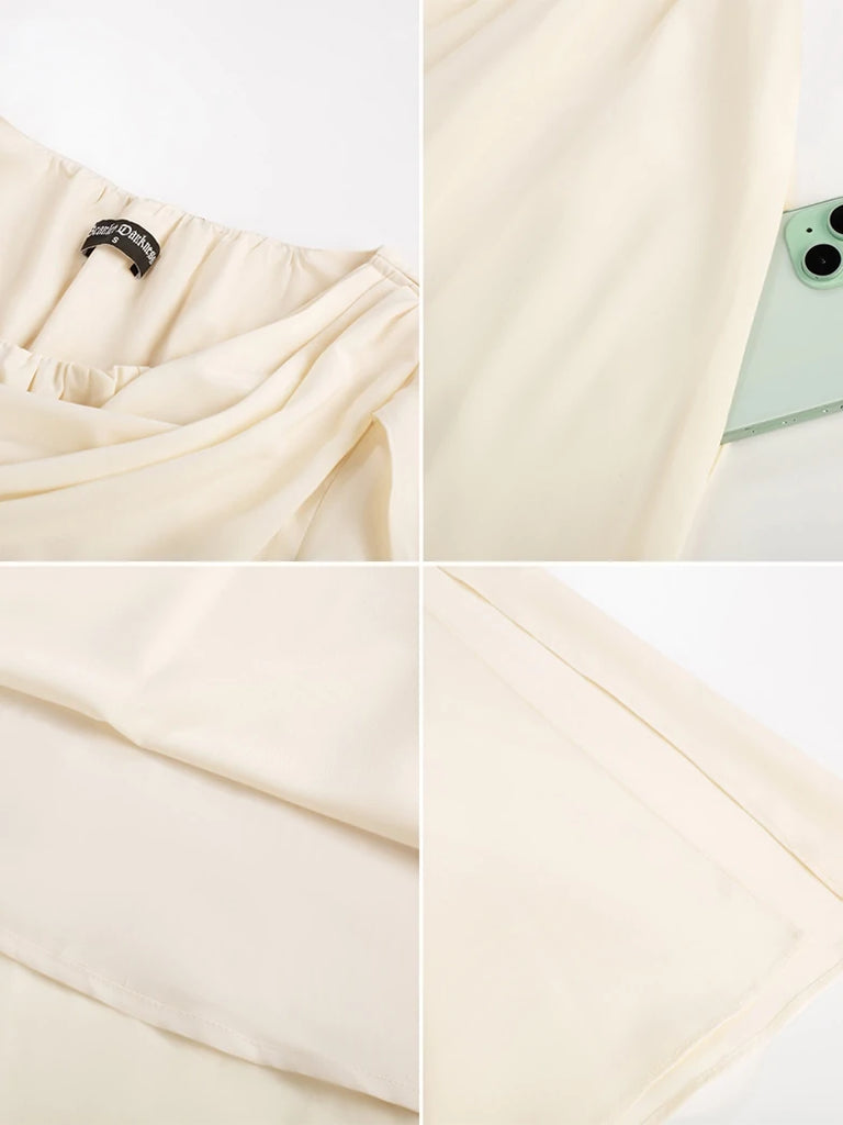 Scarlet Darkness Renaissance Fairy Slit Sleeve Draped Neck Pockets Dress