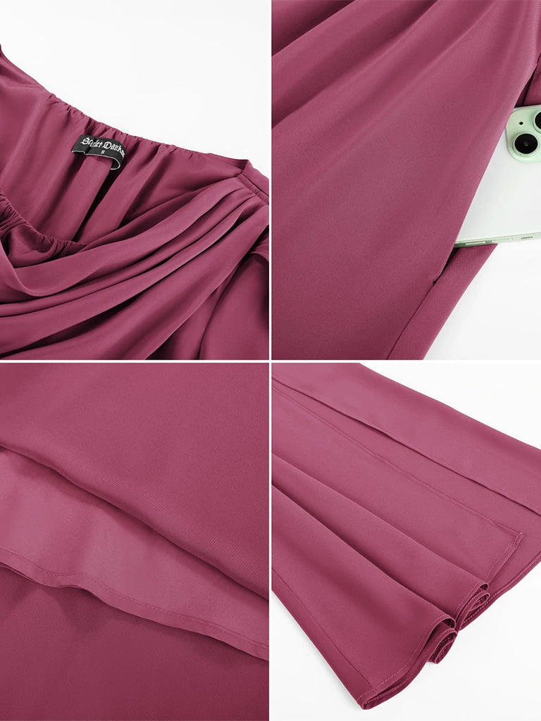 Scarlet Darkness Renaissance Fairy Slit Sleeve Draped Neck Pockets Dress