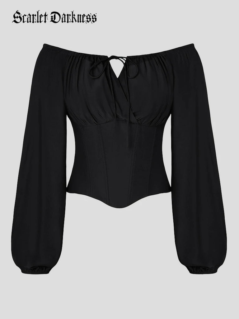 Scarlet Darkness Comfy Fairy Off Shoulder Boned Corset Tops