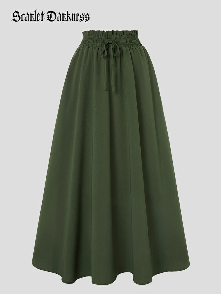SCARLET DARKNESS Middeleeuwse maxi-rok voor dames, hoge elastische SCARLET DARKNESS Middeleeuwse maxi-rok voor dames, hoge elastische