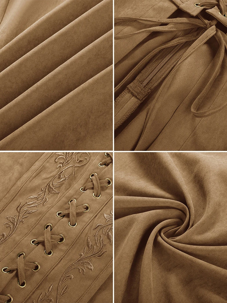 Scarlet Darkness Exquisite Renaissance Pocket Overdress with Front Slit