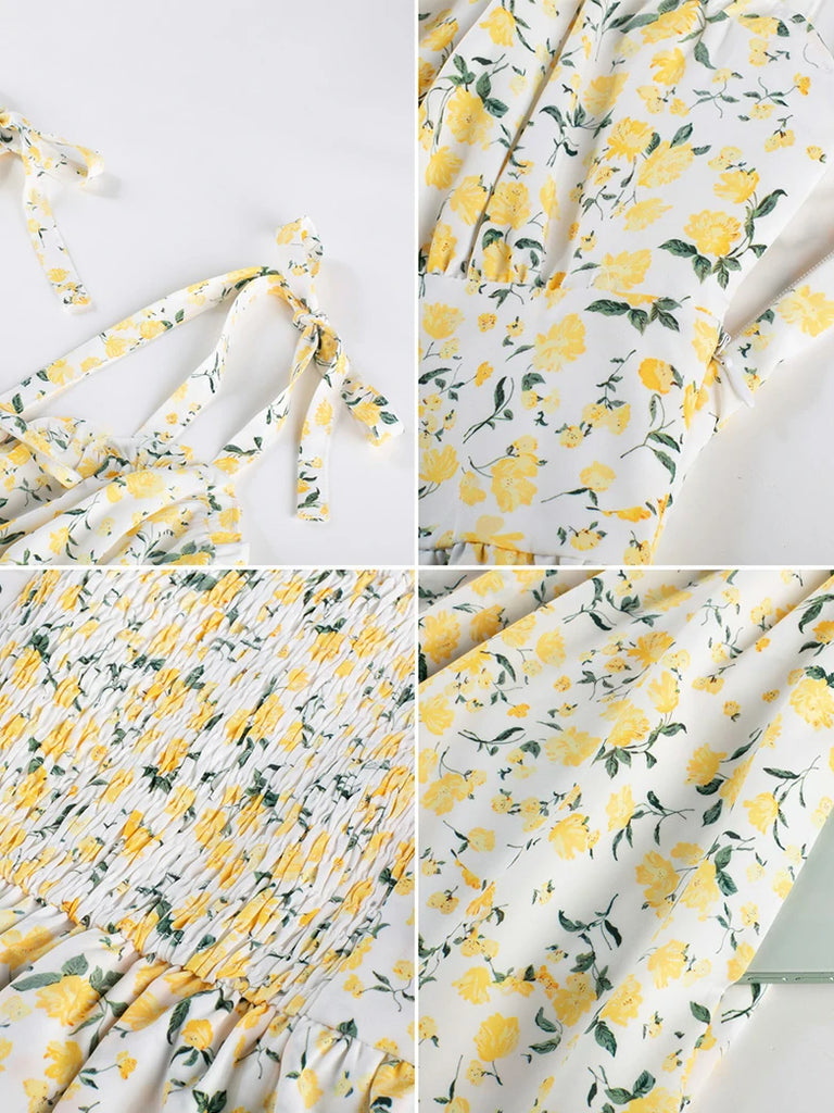 Scarlet Darkness Victoria Spring Ditsy Floral Fitted Dresses For Women