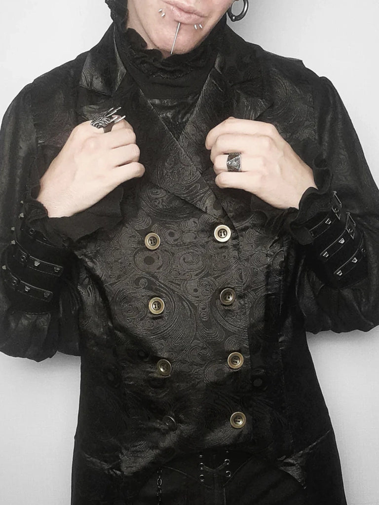 Steampunk Pirate Jacquard Paisley Vest Jacket SCARLET DARKNESS