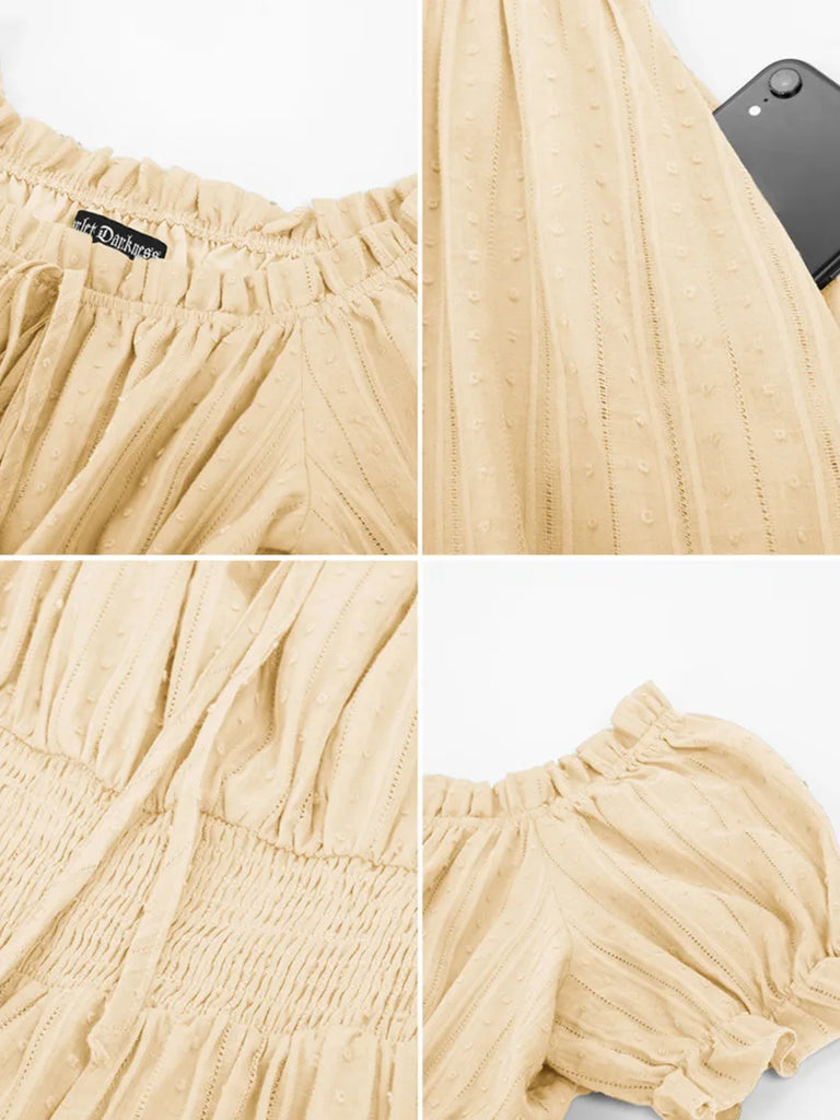 Renaissance Cotton Dress Short Sleeve Off Shoulder Flared A-Line Dress SCARLET DARKNESS