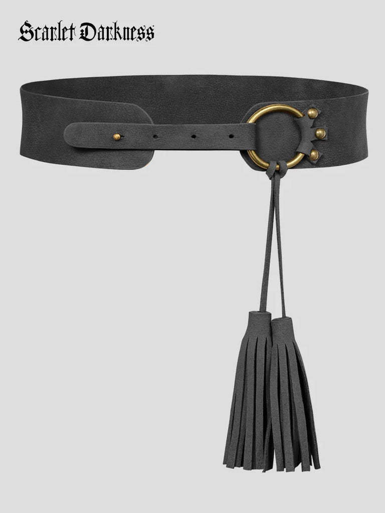 Tassel Decorated Adjustable O Ring Renaissance Belts SCARLET DARKNESS