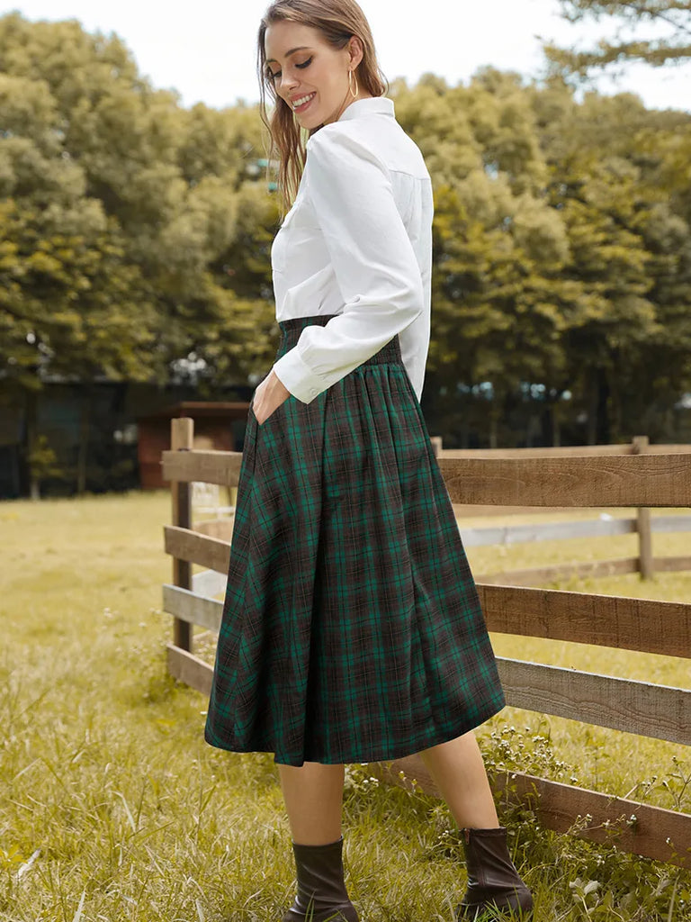 Steampunk Elastic High Waist Length Adjustable Skirt With Pocket SCARLET DARKNESS