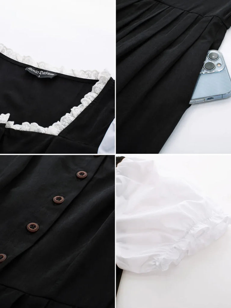 3pcs Set Costume Colonial Farm Dress+Apron+Headkerchief SCARLET DARKNESS