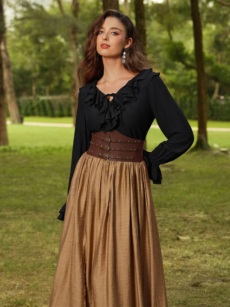 Scarlet Darkness Renaissance Ruffle Decorated Tops Pirate Shirts