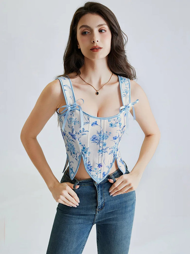 Scarlet Darkness Fairy Cottagecore Corset Victorian Lace-up Vest