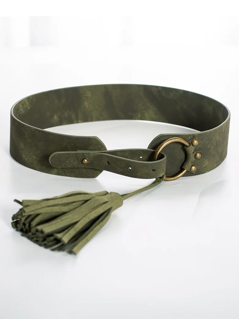 Tassel Decorated Adjustable O Ring Renaissance Belts SCARLET DARKNESS