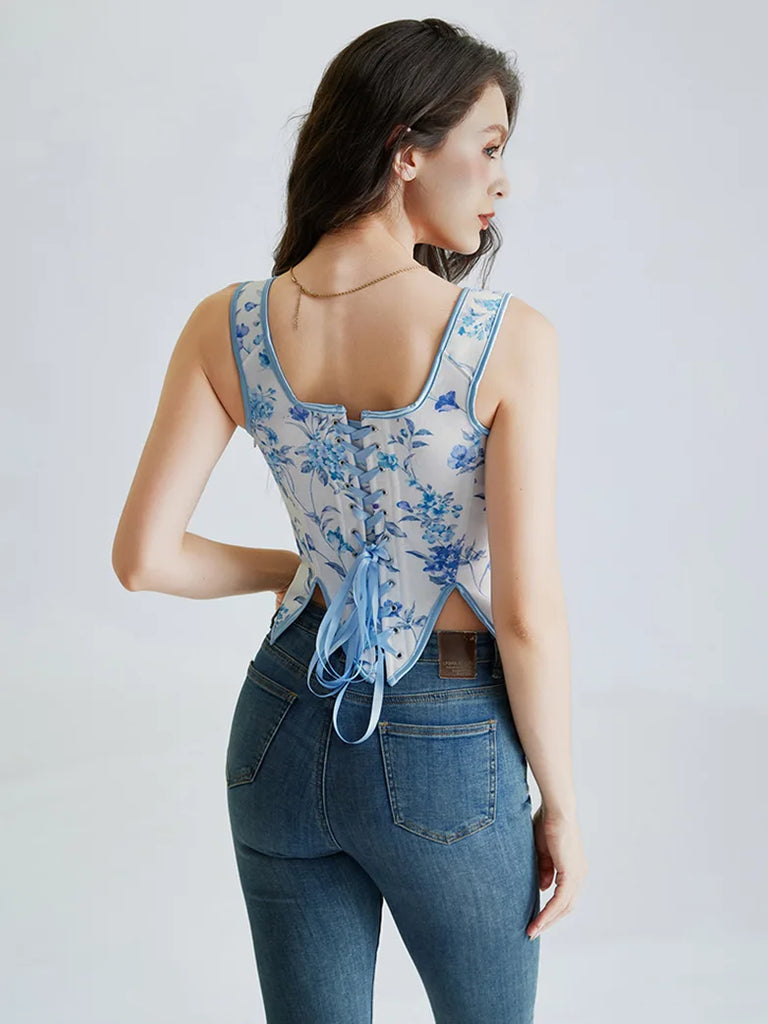 Scarlet Darkness Fairy Cottagecore Corset Victorian Lace-up Vest
