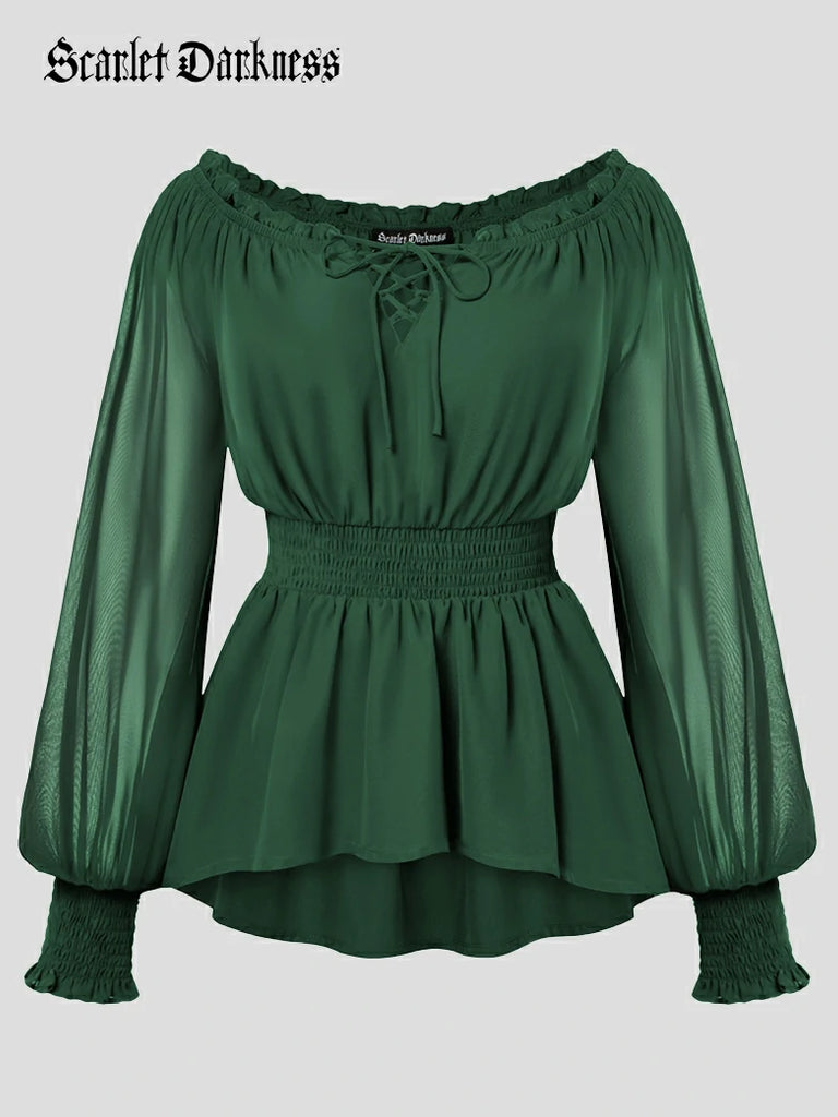 Scarlet Darkness Renaissance Fitted Long Sleeve Off-Shoulder Top