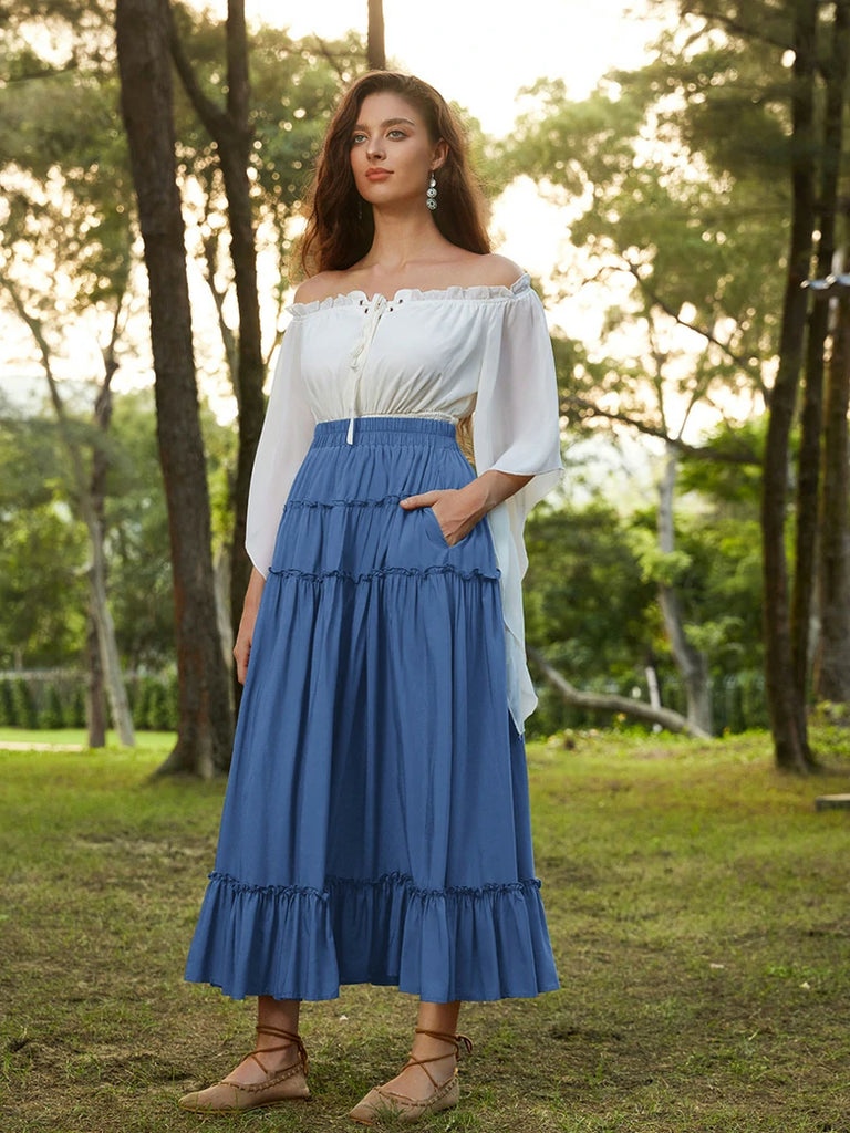 Scarlet Darkness Prairie Renaissance Layered and Versatile Pocket Skirt