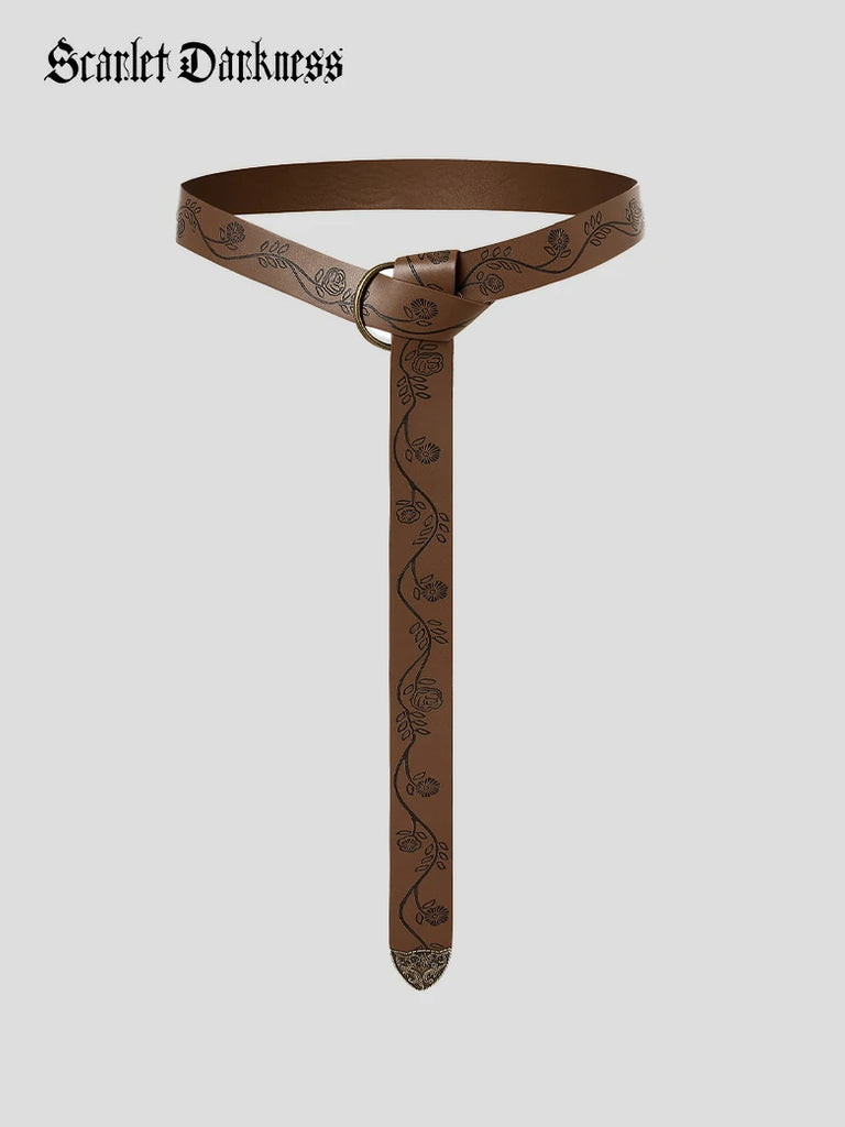 Scarlet Darkness Ren Faire Leather Belt 159*3.5cm O Ring Belt