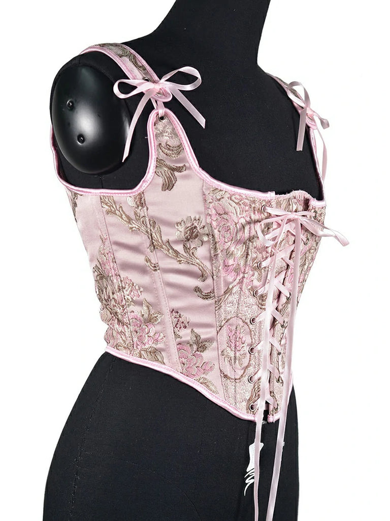 Scarlet Darkness Royal Blue Victorian Jacquard Corset with Lace up