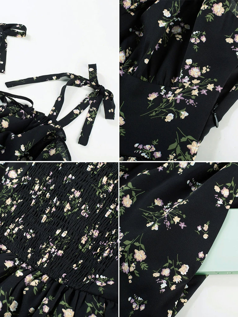 Scarlet Darkness Victoria Spring Ditsy Floral Fitted Dresses For Women