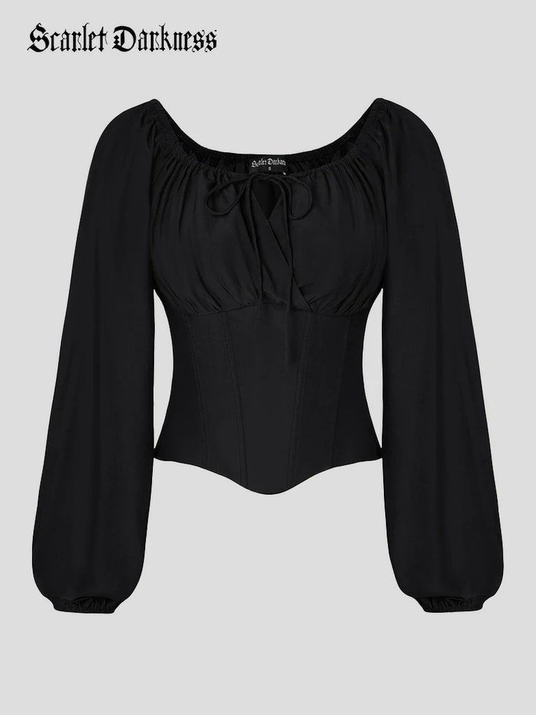 Scarlet Darkness Comfy Fairy Off Shoulder Boned Corset Tops Black