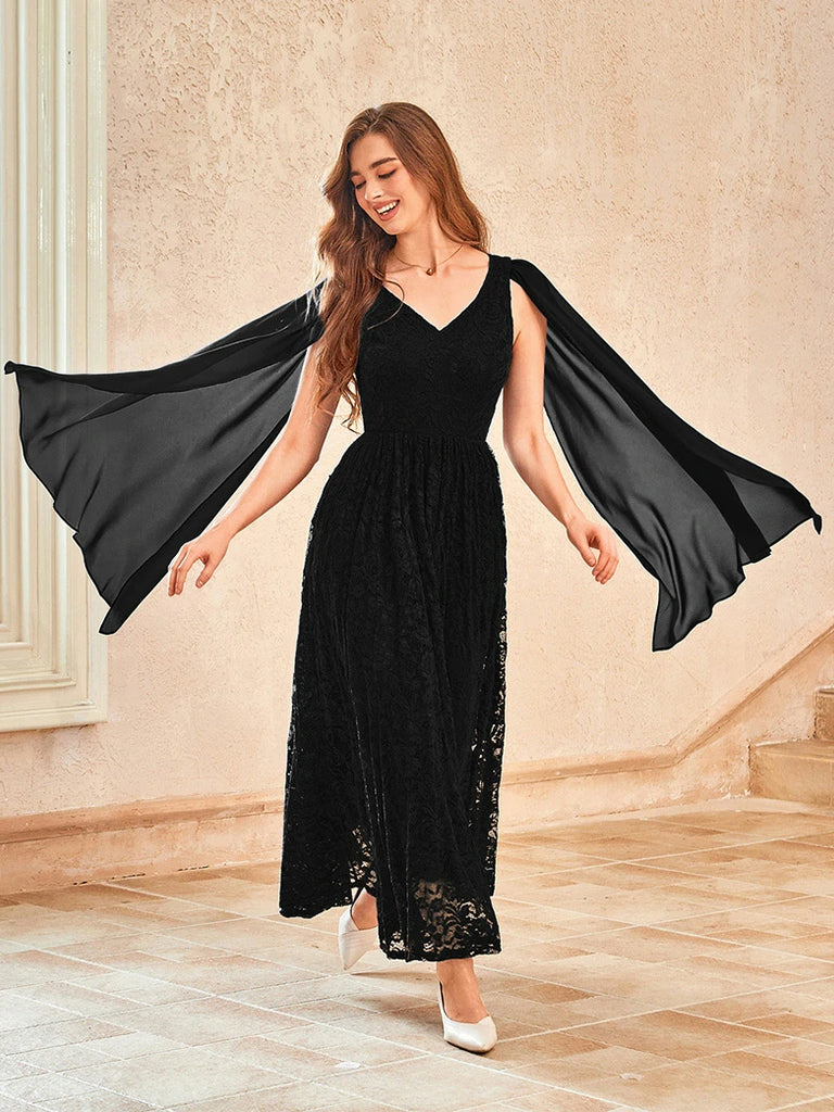 Scarlet Darkness VIctoria Gothic Chiffon Lace Slit Sleeve Party Dress