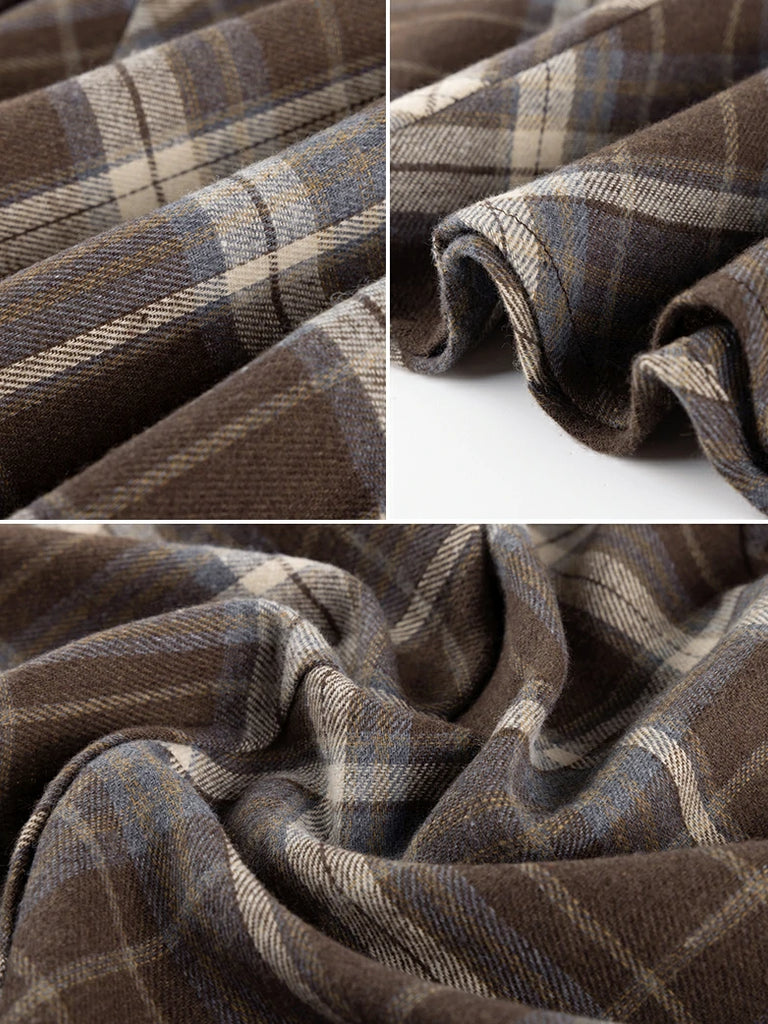 Scarlet Darkness 2025 Renaissance Cotton Plaid Swing Skirt with Pockets