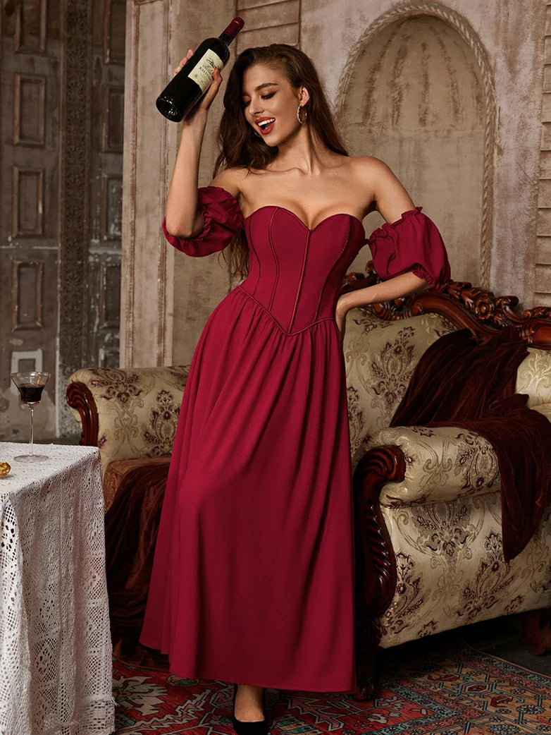 Victorian Off Shoulder Corset Bodice Maxi Dress Victorian Off Shoulder Corset Bodice Maxi Dress